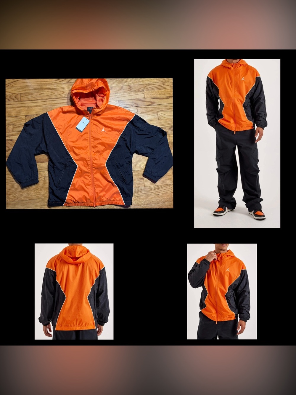 Air Jordan Brooklyn Draft FZ Hooded Jacket Orange Black men’s sz M NEW!